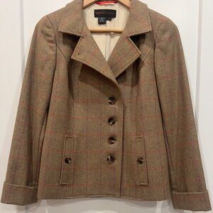 NINA MCLEMORE- Women’s Elegant Tan Plaid Blazer SZ 0